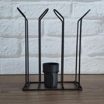 Imagem de Suporte Porta Copo Descartável 50 80ml e 180 200ml Organizador de Copos e Colheres Café Preto Fosco Stolf
