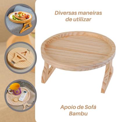 Imagem de Suporte Porta Copos Apoio Braço De Sofá Bandeja Bambu 25cm - Dolce Home