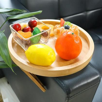 Imagem de Suporte Porta Copos Apoio Para Braço de Sofá Bandeja de Bambu Impermeabilizado 25cm
