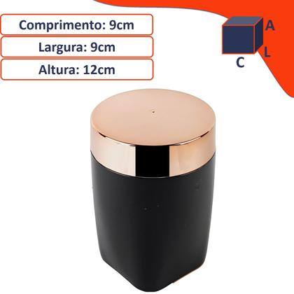 Imagem de Suporte Porta Cotonete Algodão Organizador Pia Banheiro Preto Rose Gold - 2703PTR Future