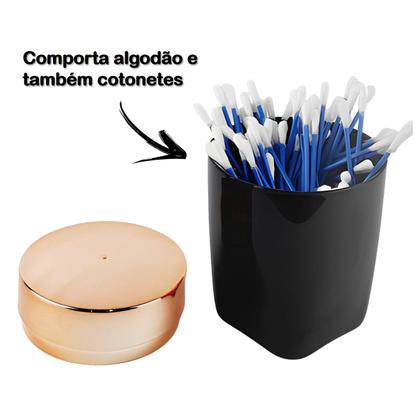 Imagem de Suporte Porta Cotonete Algodão Organizador Pia Banheiro Preto Rose Gold - 2703PTR Future