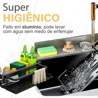 Imagem de Suporte Porta Detergente Esponja Cozinha Banheiro Pano Sabão Pia Linha Premium