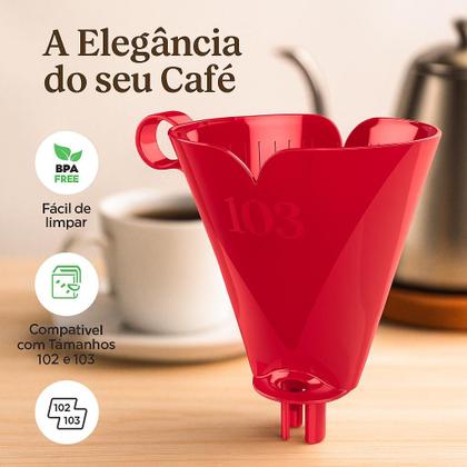 Imagem de Suporte Porta Filtro Café Tam 103 Coador Plástico Vermelho