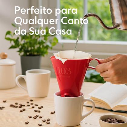 Imagem de Suporte Porta Filtro Café Tam 103 Coador Plástico Vermelho