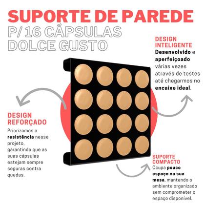 Imagem de Suporte Porta Organizador De Parede Compatível com Até 16 Cápsulas de Café Dolce Gusto
