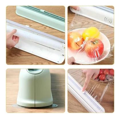 Imagem de Suporte porta papel filme aluminio e pvc plastico com cortador dispenser multiuso cozinha parede mesa armario