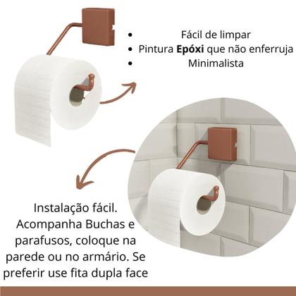 Imagem de Suporte Porta Papel Higiênico Adesivo 3M Parede Acessórios Banheiro Fixo Premium Resistente