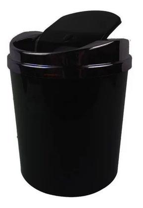 Imagem de Suporte Porta Papel Higiênico Com Lixeira 5 Litros Basculante Retangular Cesto Lixo Chão Banheiro Preto - 458 AMZ