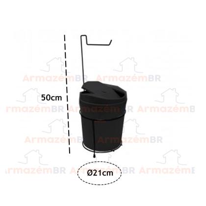 Imagem de Suporte Porta Papel Higiênico Com Lixeira 5 Litros Basculante Retangular Cesto Lixo Chão Banheiro Preto - 458 AMZ