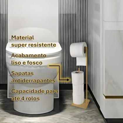 Imagem de Suporte Porta Papel Higiênico Para 4 Rolos Banheiro Dourado Fosco - 2373DO Future