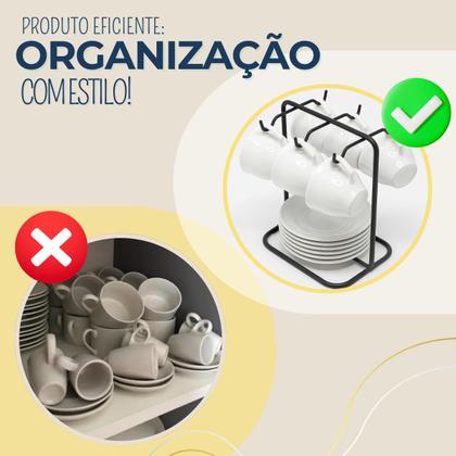 Imagem de Suporte Porta Pires E Xícara De Café Menor Preto Fosco Bancada Pia Future