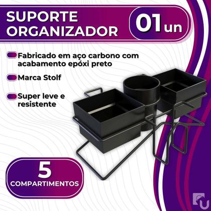Imagem de Suporte Porta Sachês de Café Chá Açúcar e Colheres Preto Stolf