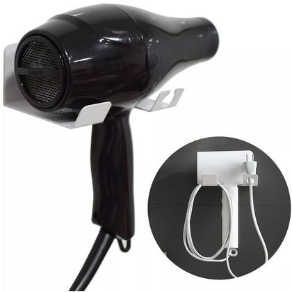 Imagem de Suporte Porta Secador Cabelo E Cabo Fixa Na Parede - 3 Unid