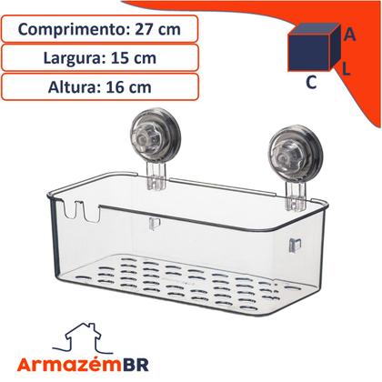 Suporte Porta Shampoo Cesto Multiuso Com Ventosa Natural - 403NT Future Imagem de Suporte Porta Shampoo Cesto Multiuso Com Ventosa Natural - 403NT Future