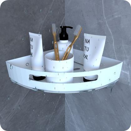 Imagem de Suporte Porta Shampoo Para Banheiro De Canto Inox Branco
