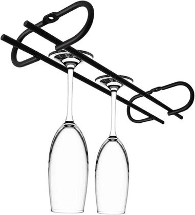 Imagem de Suporte Porta Taças Suspenso Organizador Armário Preto Suspenso Fixo