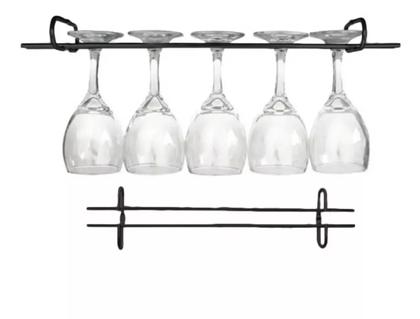 Imagem de Suporte Porta Taças Suspenso Organizador Armário Preto Suspenso Fixo