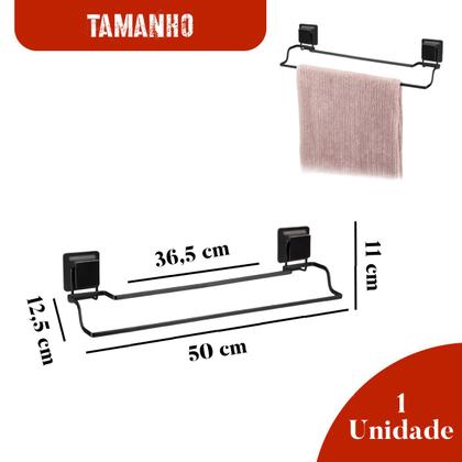 Imagem de Suporte Porta Toalha Banho Duplo Para Parede Com Ventosa Aço