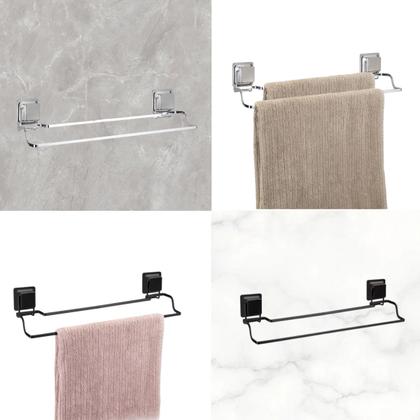 Imagem de Suporte Porta Toalha Banho Duplo Para Parede Com Ventosa Aço