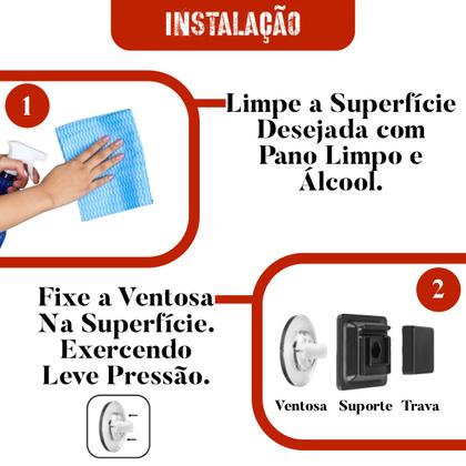 Imagem de Suporte Porta Toalha Banho Duplo Para Parede Com Ventosa Aço