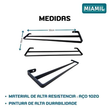 Imagem de Suporte Porta Toalha de banho Toalheiro Duplo Miamil