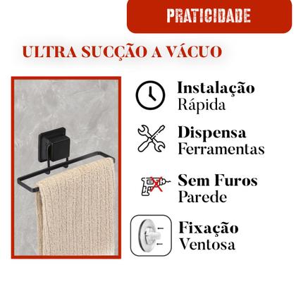 Imagem de Suporte Porta Toalha Rosto Para Parede Com Ventosa Aço Luxo Sem Furos