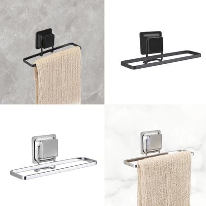 Imagem de Suporte Porta Toalha Rosto Para Parede Com Ventosa Aço Luxo Sem Furos