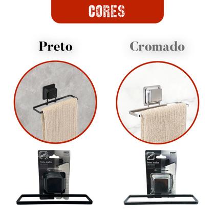 Imagem de Suporte Porta Toalha Rosto Para Parede Com Ventosa Aço Luxo Sem Furos