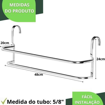 Imagem de Suporte Porta Toalhas Duplo 48cm Para Box Alto Brilho UN