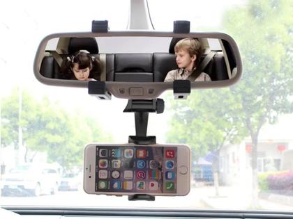 Imagem de Suporte Pra Celular Veicular Encaixe Retrovisor 360 Carro