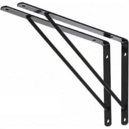 Imagem de Suporte Prateleira Mao Francesa Overtime Reforcado 30Cm Preto - Kit C/12 Pecas