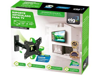 Imagem de Suporte PRETO Articulado Parede Tvs 15" a 58" Até 30kg Full20 - ELG