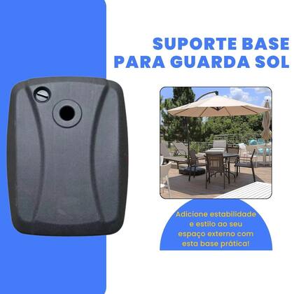 Imagem de Suporte Preto Base 60kg para Ombrelone ou GuardaSol com Enchimento de Água e Areia