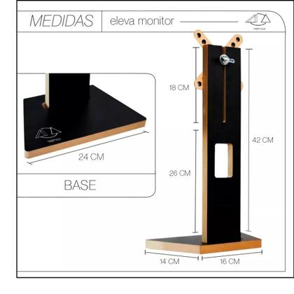 Imagem de Suporte Pro Eleva Monitor Ergonômico Base Universal MDF