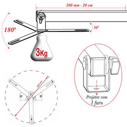 Imagem de Suporte projetor teto mini led datashow braço extensor 20 cm branco