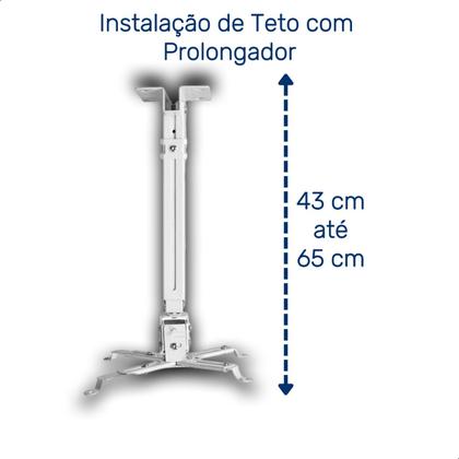 Imagem de Suporte Projetor Universal Regulável Teto Parede DataShow ate 65cm