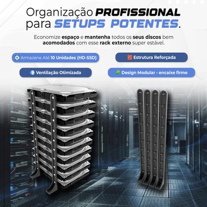 Imagem de Suporte Rack Externo Vertical Até 10 Hd e ssd Organizador Mesa