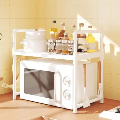Imagem de Suporte Rack Organizador Cozinha Microondas Armario Compacto Prateleiras Gancho Organiza Escorre Louças Tempero