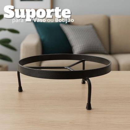 Imagem de Suporte redondo de vaso e botijão em ferro com pezinho emborrachado 30 cm