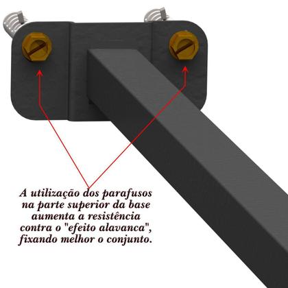 Imagem de Suporte Refletor Base Reta Braço 30 Cm Preto