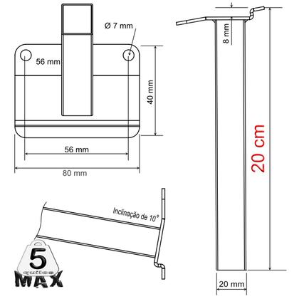 Imagem de Suporte refletor parede braço inclinado 20 cm