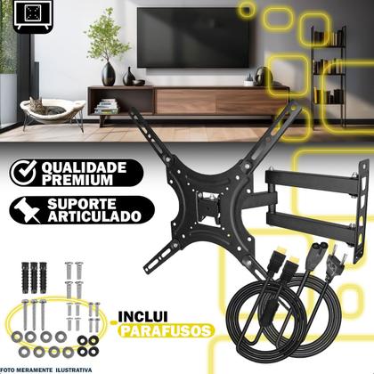 Imagem de Suporte Retrátil De TV Monitor 32 55 Polegadas Braço Longo Inclinável Cabo HDMI E Cabo Oitinho