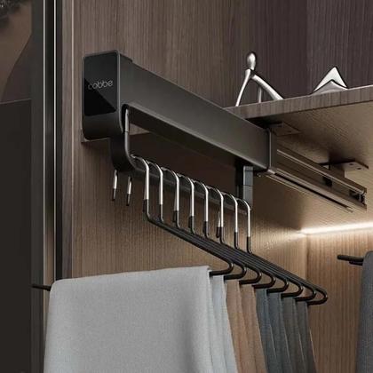 Imagem de Suporte Retrátil Para Calças Com Deslizamento, Organizador De Roupas Com Trilho Superior Silencioso