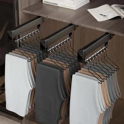 Imagem de Suporte Retrátil Para Calças Com Deslizamento, Organizador De Roupas Com Trilho Superior Silencioso