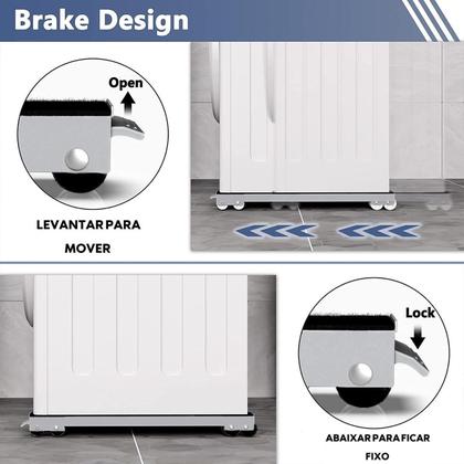 Imagem de Suporte Rodinhas Ajustável para Geladeira/Fogão 200kg