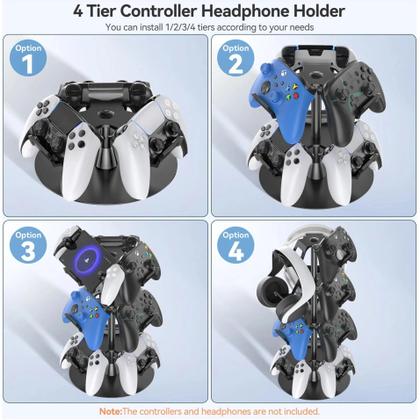 Imagem de Suporte Rotativo Para Controladores De Jogos E Headsets De 3 E 4 Camadas Compatível Com Xbox, PS5,