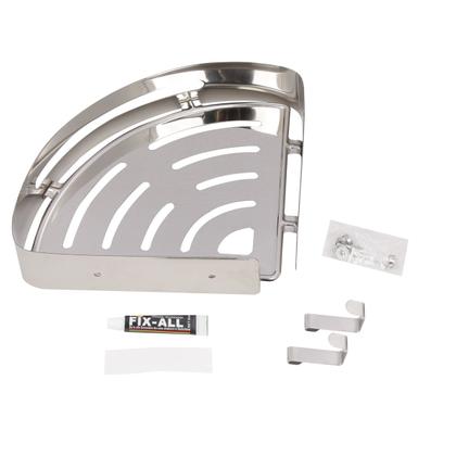 Suporte shampoo de canto parede banheiro Aço inox Cromado - Fino Inox Imagem de Suporte shampoo de canto parede banheiro Aço inox Cromado