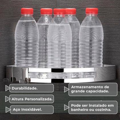 Suporte shampoo de canto parede banheiro Aço inox Cromado - Fino Inox Imagem de Suporte shampoo de canto parede banheiro Aço inox Cromado