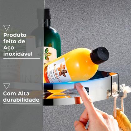 Suporte shampoo de canto parede banheiro Aço inox Cromado - Fino Inox Imagem de Suporte shampoo de canto parede banheiro Aço inox Cromado