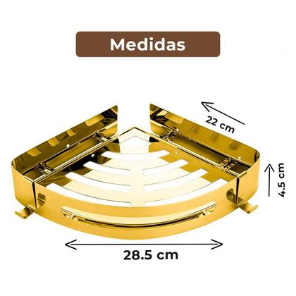 Imagem de Suporte shampoo de canto parede banheiro Aço inox Dourado
